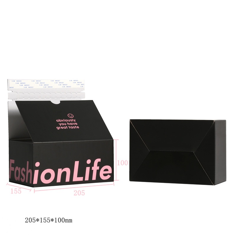 Self-Adhesive Recycled Corrugated Kraft Paper Aircraft Shipping Packaging Boxes Embossing Logo Zipper Tear Off Strip Matt Box for E-Commerce Online Shop
