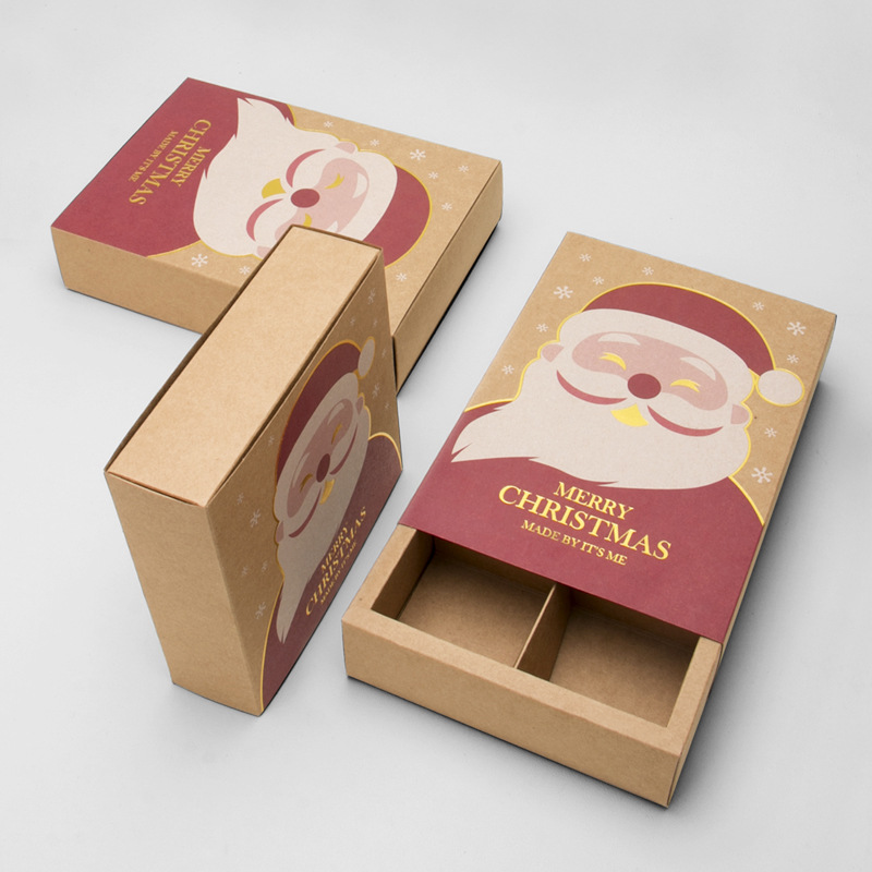 Wholesale Foldable Art Paper Packing Package Gift Box Printed And Laminated for Christmas Xmas Take Out Cake Cupcake Cookie Chocolate Macaron with Partition 