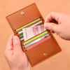 Customizable Slim Minimalist PU Leather Card Wallet Multi Slot Button Closed Portable Business ID Credit Card Holder For Daily Use