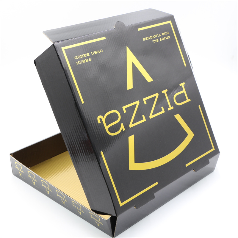 Customization Size Aluminum Foil Pizza Box Custom Thermal Oilproof Pizza Corrugated Cardboard Paper Shipping Box for Fast Food Takeaway Food