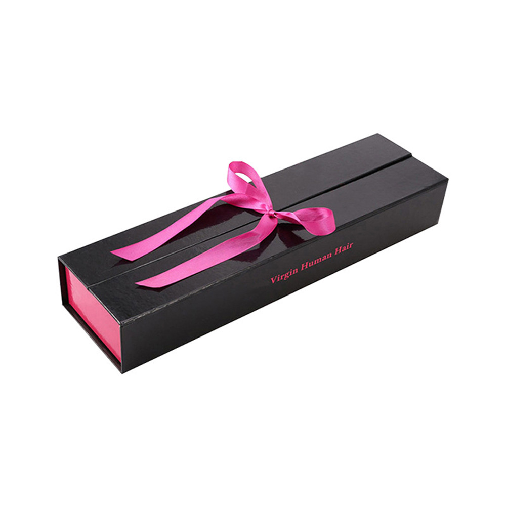 Customized Luxury Cardboard Paper Wig Hair Extension Magnetic Folding Packaging Boxes Premium Ribbon Art Packing Box with Sponge Lining