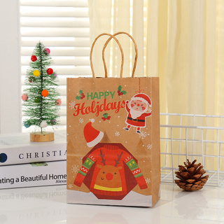 Christmas Gift Kraft Paper Packaging Bags,Twisted Handle Bags