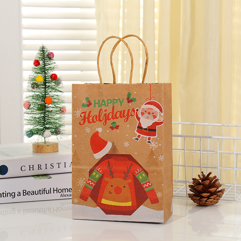 Christmas Gift Kraft Paper Packaging Bags,Twisted Handle Bags