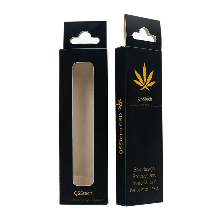 China Manufacturer Wholesale Transparent Window Black Card Box With Hook For Packaging