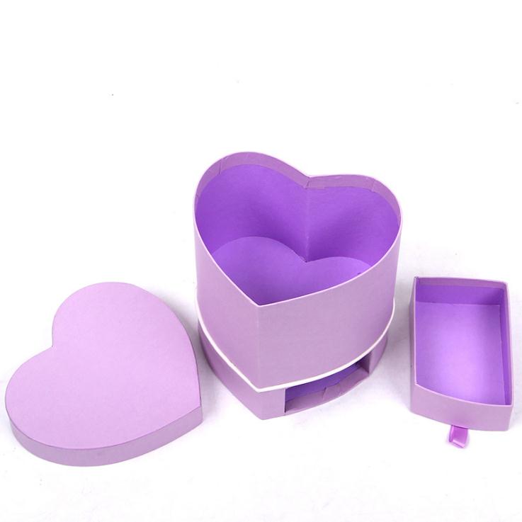 Heart Shape Cardboard Paper Flower Gift Packaging Box For Packing Rose