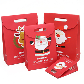 Red Paper Packaging Gift Bags With Custom Logo Printing