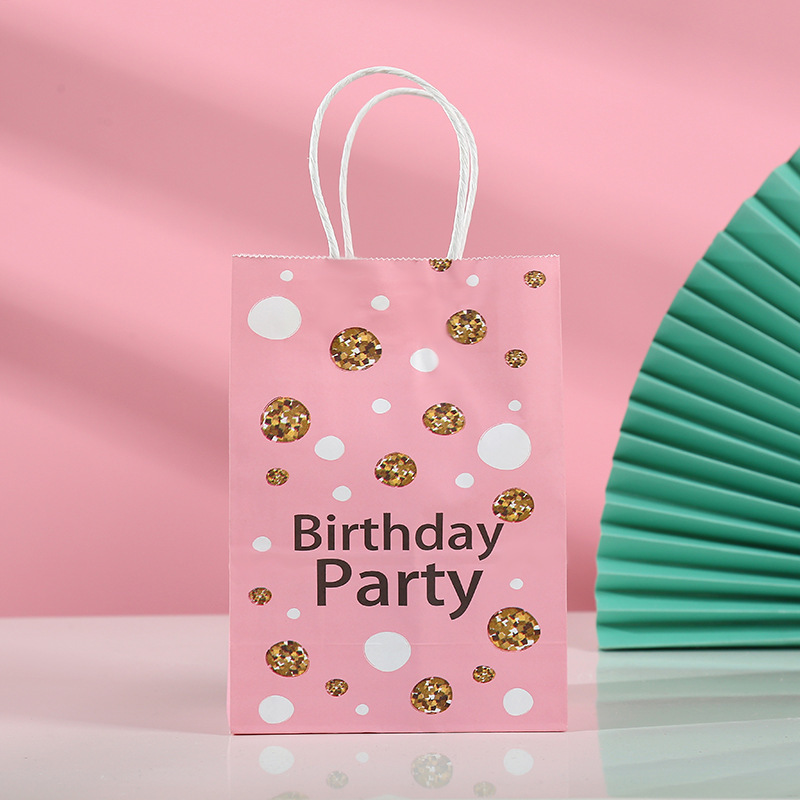 Twisted Handle Kraft Paper Packaging Bags For Birthday Party Gift