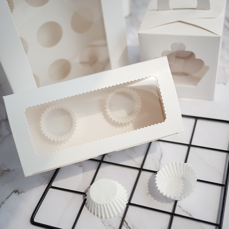 Wholesale Custom Folding Food Storage Packaging Packing Package Paper White Cardboard Box for Cookiey Macaron Donut Candy Cake Cupcake