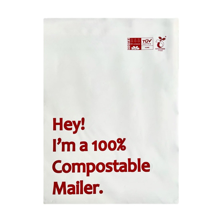10X13′′+1.57′′ Custom Thank You Thanks Compostable Poly Mailer Corn Starch PBAT PLA Biodegradable Courier Mailing Shipping Packaging Bag
